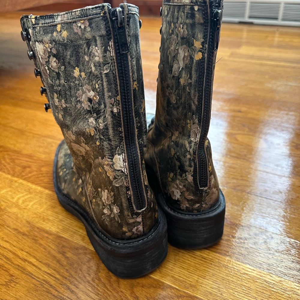 Free People Santa Fe Black Floral Combat Boots - Picture 2 of 9